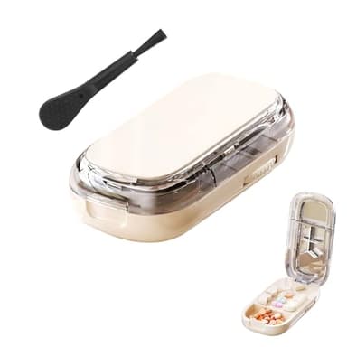 Pill Cutter, 1 Pcs Tablet Cutter, Portable Pill Splitter, Multifunctional Pill Crusher 2/3/4 Divided for Small Pills with Storage Compartment and Brush, Precision Alignment Sharp Safe Blade