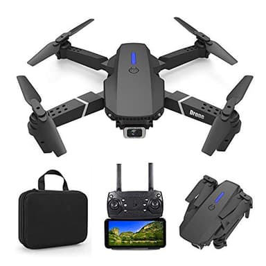 Bargainpop Foldable Mini Drone with 4K Double HD Camera Dual Lens 2.4G WiFi FPV RC Quadcopter (Black) Gesture Control with Carry Case, 3 Batteries
