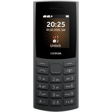 Nokia 105 4G 2nd Edition (2024) (1.77 Inch Display, Removable 1450 mAh Battery, 128 MB Memory Expandable, Bluetooth 5.0, USB Type-C, 3.5 mm Jack Socket, Dual SIM, IP54, FM Radio) Charcoal