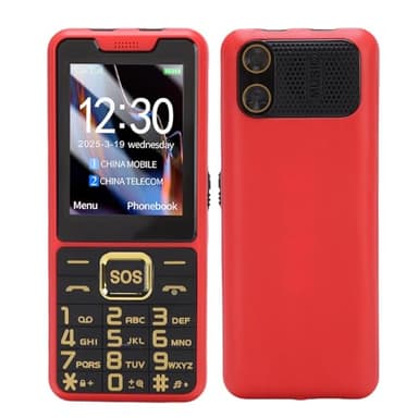 Generic 4G Seniors Phone, 2.6in Big Buttons Unlocked Senior Cell Phone with Double Flashlight, Family Number Shortcut, SOS Key, Big Speaker, Double SIM Double Standby for Seniors (Red)