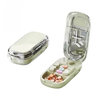 Kicttule Adjustable Pill Cutter for Small Pills - Precise 1/4 Splitter with Centering Device, Prevents Crushing Tiny Medications (Light Green)