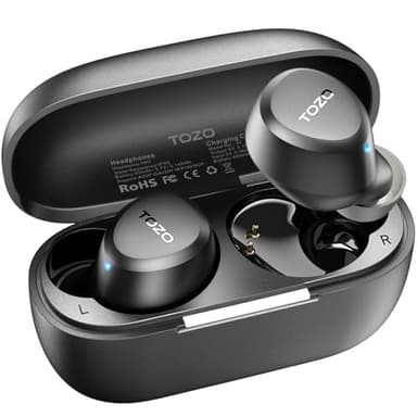 TOZO New Version A1 Wireless Earbuds Bluetooth 5.3 in Ear Light-Weight Headphones Built-in Mic Calls IPX5 Waterproof,Immersive Premium Sound Connection Headset with Charging Case,32 Preset EQs via APP