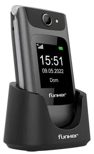 Funker C250 Comfort 4G - Folding Mobile Phone 4G for Seniors, Buttons and Large Buttons, Easy to Use, SOS Button, USB-C, 3 Direct Memory, 2000 Contacts, 1450 mAh Battery, Charging Station