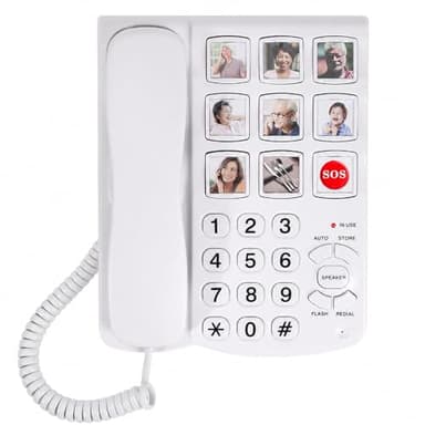 Telephones for Seniors, Dementia Phone for Seniors - 9 Picture Memory Corded Landline Telephone for Elderly - One-Touch Dial, 110dB+ Amplified Ringer -Home Phones for The Visually Impaired, Alzheimer