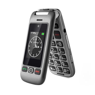 Artfone 4G SIM-Free Foldable Mobile Phone for The Elderly with SOS, Dual Color Display, LTE Unlocked Easy to Use Flip Basic Senior Phone with Camera,Charging Dock,Bluetooth,MP3,FM and Torch,Gray