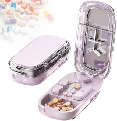 Kicttule Adjustable Pill Cutter for Small Pills - Precise 1/4 Splitter with Centering Device, Prevents Crushing Tiny Medications (Cherry Blossom Pink)