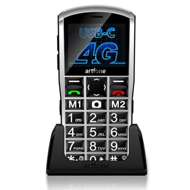 4G Senior Mobile Phone, 4G Large Button Mobile Phone for Elderly People with 2MP Camera, Stereo Speaker, Time Tracking, SOS Button, USB Type C, Charging Station, 2.4 Inch Display, Flashlight, 1400 mAh