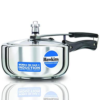 Hawkins Stainless Steel Induction Compatible Wide Pressure Cooker, 3 Litre Capacity, Silver