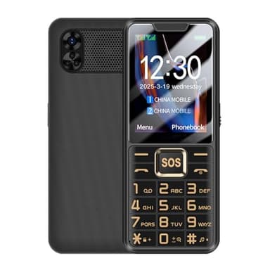 YUEHISY Senior Mobile Phone with Flashlight, 4G Ultra Slim Unlcoked Phone with 2.6 Inch HD Color Display, Double SIM, SOS Big Buttons, Loud Speaker (Black)