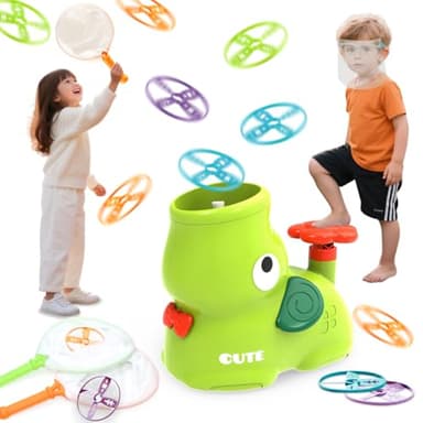 YOLOMOON Kids Outdoor Toys for 3 4 5 6 7 8 Years Old Boys, Stomp Flying Discs Launcher Toys Catch Games, Outside Toy for Toddlers Age 3-5 6-8, Elephant Indoor Outdoor Play Summer Gifts (Green)