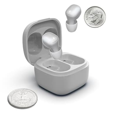 Coby Mini True Wireless Earbuds | Compact Lightweight In-Ear Headphones with Case | World's Smallest Wireless Ear Buds with Built-In Mic | Bluetooth Wireless Headphones with 12-HR Play (White)