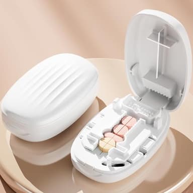 Wesileyern Pill Cutter Splitter for Small and Tiny Pills, 1/2 1/4 Pill Splitter for Small Pills,Vitamins, Tablets in Half or Quarters, Accurate and Easy Cutting, Stainless Steel Blade, Back Storage (White)