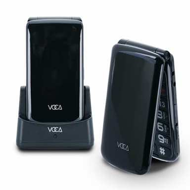 VOCA Big Button Flip Phone for Seniors Elderly | Unlocked 4G LTE | Loud Volume | SOS Button | Speed Dial | Predictive Text | Charging Dock | V340 (Black)