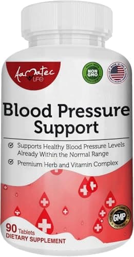 Lower Blood Pressure Health Formula - Natural Blood Pressure Pills Supplement with Hawthorne, Garlic, Hibiscus & Olive Leaf- Heart Health Supplements for High Blood Pressure 90 Capsules by Amate Life