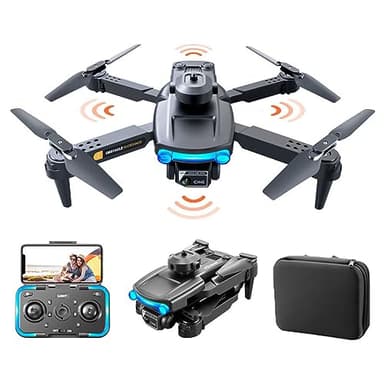 Bargainpop Foldable Mini Drone With 4K HD Camera Dual Lens 2.4G WiFi FPV RC Quadcopter Optical Flow Localization 360° Intelligent Obstacle Avoidance Gesture Control With Carry Case Photography Drone with 3 Batteries