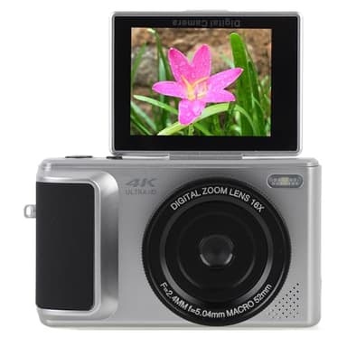 Dpofirs 4K Digital Camera, 16X Zoom Mirrorless Camera Auto Focus with 2.8 Inch 180° Flip Screen, 64MP Anti Shake Video Camcorder with Beauty Filters for Selfie Vlog (Silver)