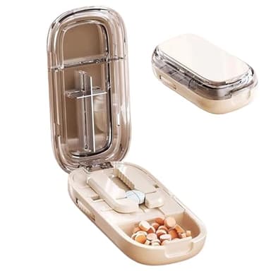 Adjustable Pill Cutter For Small Pills, 8.5x4.5x2.3cm ABS Portable Pill Cutter Splitter, Medicine Case Half Or Quarter Crusher, Cutting Multiple Pills For Purse Pocket Home Travel