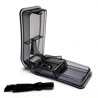 Pill Cutter with V-Clip & Brush - Tablet Splitter for Small and Large Pills, Precise Quarter or Half Cuts for Elderly, Pets - Food Grade Safe & Portable Medicine Cutter (Black)