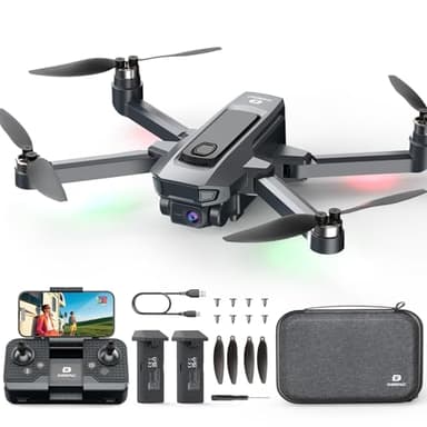 DEERC Drone with 1080P Camera for Adults with 5G Transmission, Foldable RC Quadcopter Small Drone Toys, Brushless Motor, Altitude Hold, 3D Flips, 2 Batteries