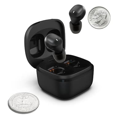 Coby Mini True Wireless Earbuds | Compact Lightweight In-Ear Headphones w/Case | World's Smallest Wireless Ear Buds w/Built-In Mic | Wireless, Bluetooth Headphones w/ 12-HR Play (Black)