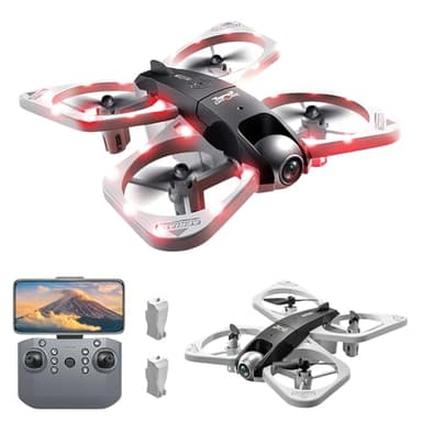 Poat Drone with Adjustable 4K Camera, RC Quadcopter with Headless Mode, 360° Flips, Gesture/Gravity Control, 3 Speed Modes, 2 Batteries, LED Lights, for Kids & Beginners