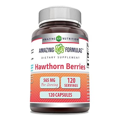 Amazing Formulas Hawthorn Berries 100% Pure Hawthorne Berry Extract * Powerful Anioxidant Activity * Supports Cardiovascular Health* 565mg Herb Capsules * 120 Capsules Per Bottle