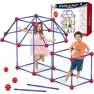 OleFun Fort Building Kit for Kids 4,5,6,7,8+Year Old Boys & Girls, 140 pcs, Creative STEM Building Toys for DIY Castles, Tunnels, Play Tent, Ideal Toy for Aged 5-8