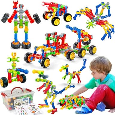 Kids STEM Building Toys for 3 4 5 6 7 8+ Year Old Boy Girl Birthday Gift 125 Pcs Preschool Classroom Educational Building Blocks Stem Kits Activities Ages 3-5 4-8 5-7 6-8 Engineering Creative Games