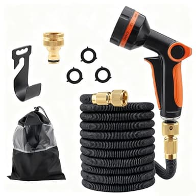 Expandable Garden Hose 100FT, Garden Hose with 10 Pattern Spray Nozzle, Kink-Free Copper Bullet Hose, High Pressure Hose for Gardening, Lawn, Car Washing & Patio Use(30M)