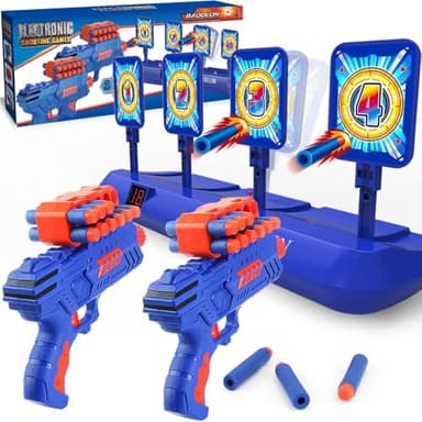 Shooting Game Toy for Age 5, 6, 7, 8, 9, 10+ Years Old Kids, Boys - Digital Shooting Targets with Foam Dart Toy Gun - Electronic Scoring Board Games for Kid - Ideal Gift - Compatible with Nerf Toy Gun