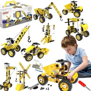 STEM Building Toys,8 in 1 Stem Toys for 5+ Year Old Building Block Kit Stem Activities Projects Boy Toys Age 4-8 5-7 6-8 8-10 Creative Set Educational Engineering Excavator Construction Birthday