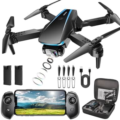 Oddire Drone with Camera - Drones for Adults, with 2 Batteries, Carrying Case, Propellers, 1080P HD Foldable Drone with Stable Hover, Trajectory Flight, Gravity Control, One Key Take Off/Land, 3D Flip(Black)