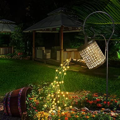 QOCNAM Solar Garden Lights - Retro Metal Watering Can Lantern With String Lights, Outdoor Waterproof Decor for Walkway, Backyard, Patio, Lawn