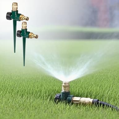 Winbay 2 Pack Metal Lawn Sprinkler, Automatic Brass Sprinkler with Spike Base, 360 Degree Adjustable Sprinklers Nozzle, Large Area Coverage for Lawn Grass Patio Garden Irrigation