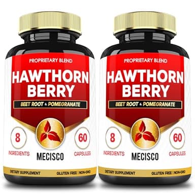 2 Packs Hawthorn Berry Supplements- Beet Root, Pomegranate, Hibiscus Flower, Ceylon Cinnamon, Olive Leaf, Turmeric Curcumin, Black Pepper - Blood Pressure & Immune Supports - 4105 mg (120 Cap)