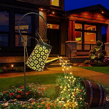 Solar Watering Can with Lights, Retro Metal Hanging Solar Lantern with String Lights, Solar Lanterns Outdoor Waterproof Garden Decor, Star Art Lamp Decorative for Walkway Backyard Patio Lawn Garden