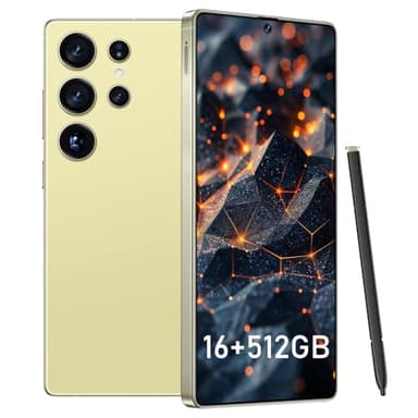 BDWJW I25 Ultra Smartphone 16GB+512GB Android 14 Smartphone, 6.99" FHD+ Display, 7000mAh Battery, 108MP+68MP Dual Camera, Built-in Pen Stylus, Fast Performance Large Memory (Yellow)