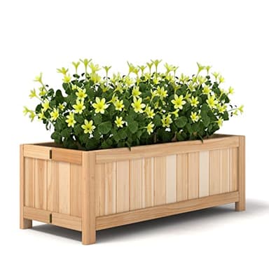 Giantex Raised Flower Planter Box Portable Folding Vegetable Patio Lawn Garden Backyard Elevated Outdoor Wood Planter Boxes, 27.5" Lx12 Wx10 H(Natural Rectangle)