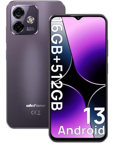 Ulefone Note 16 Pro Mobile Phone 16GB RAM + 512GB ROM, Android 13 Smartphone 8-Core, 50MP + 8MP, 4400mAh, Display 6.52 Inch HD+, Smartphone 4G Dual SIM/Face ID/GPS/OTG/2 Year Warranty