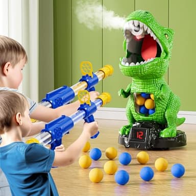 NIPLOOOW Moveable Dinosaur Shooting Toys for Kids 3-8 Years, Movable Shooting Target Toy with Air Pump Guns, Interactive Competition Game for Boys and Girls Ages 3 4 5 6 7 8 Years Old